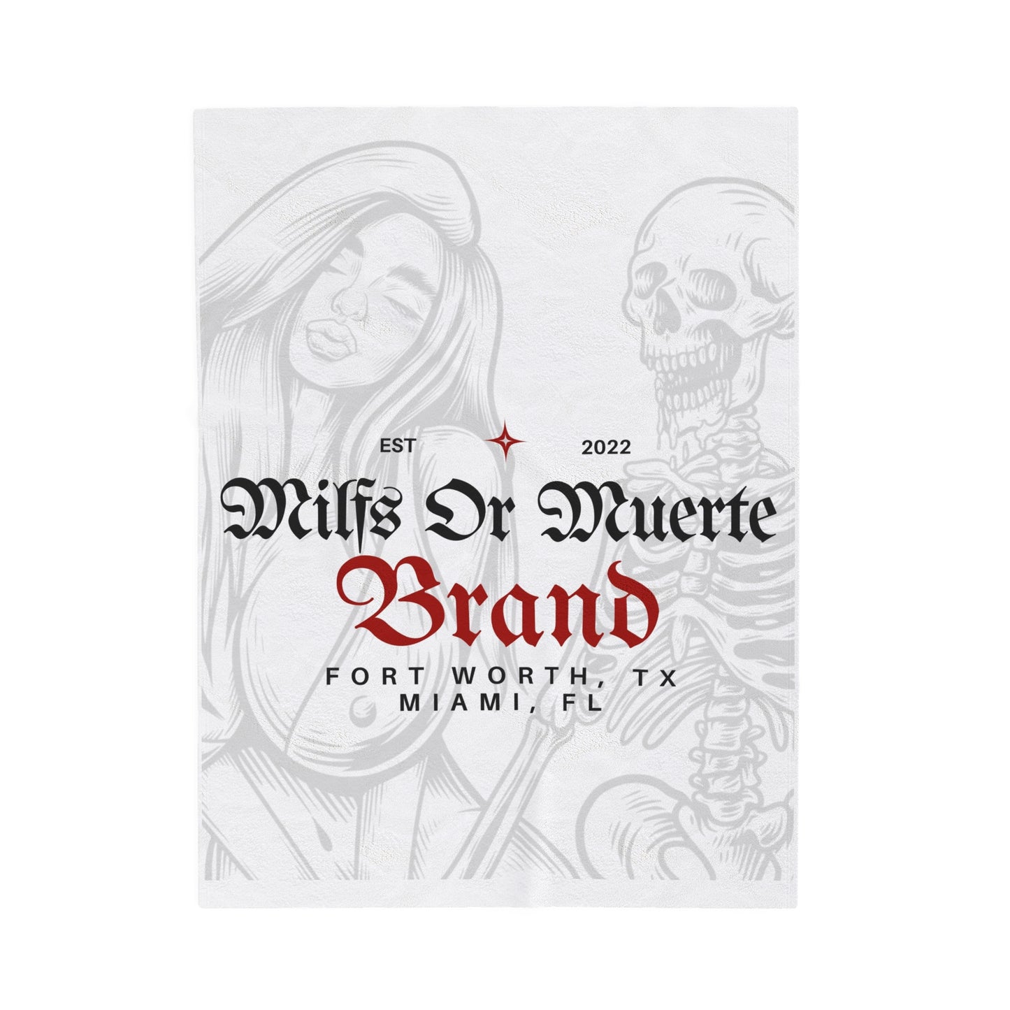 Velveteen Plush Blanket Milfs Or Muerte Logo
