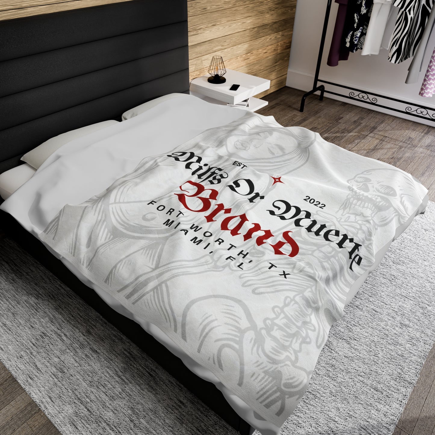 Velveteen Plush Blanket Milfs Or Muerte Logo