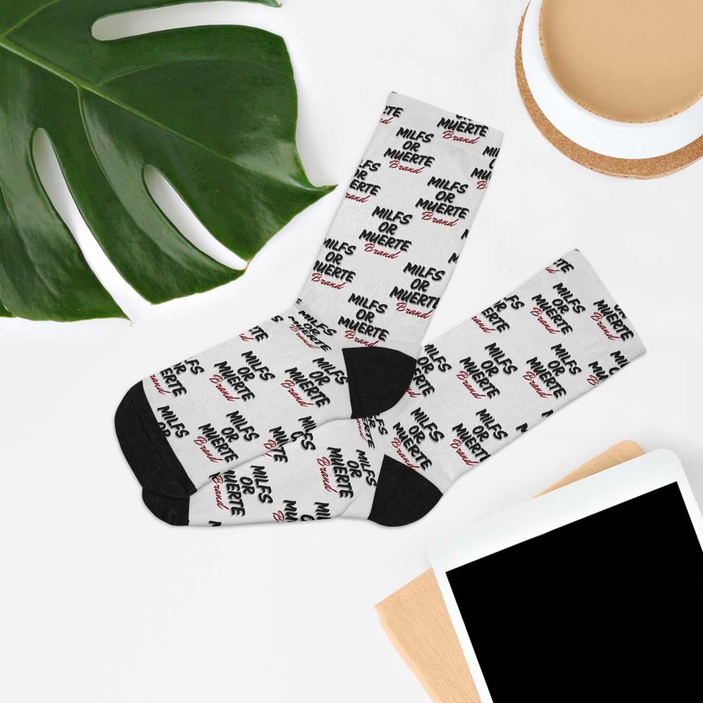 Milfs Or Muerte Red Print Socks
