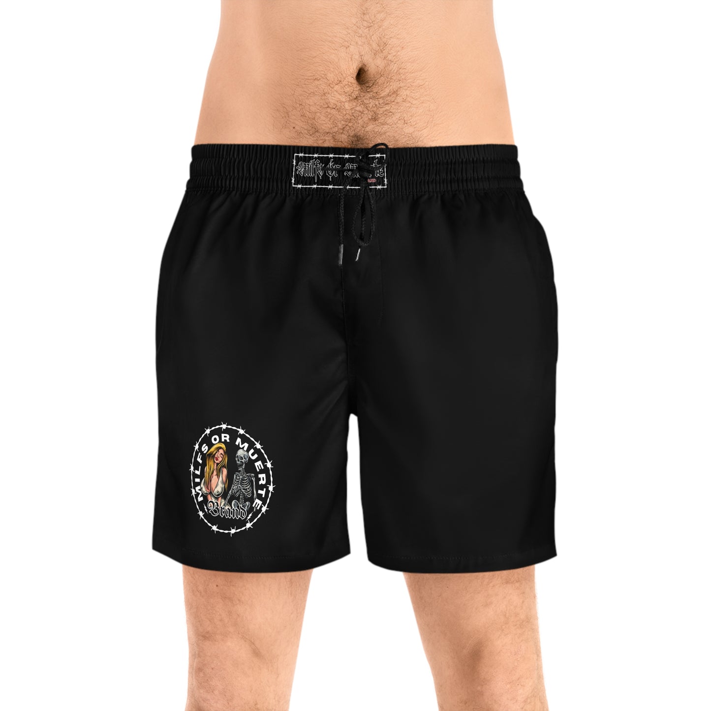 Men's Black Jogger Shorts by Milfs Or Muerte -Barbed wire logo 3