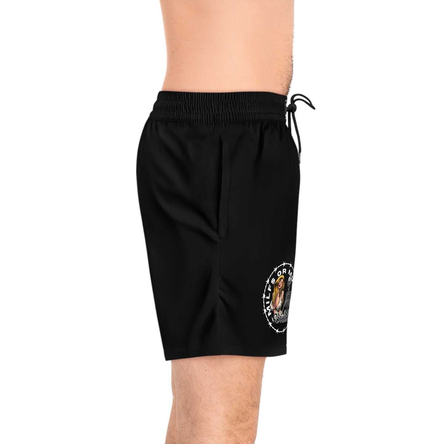 Men's Black Jogger Shorts by Milfs Or Muerte -Barbed wire logo 5