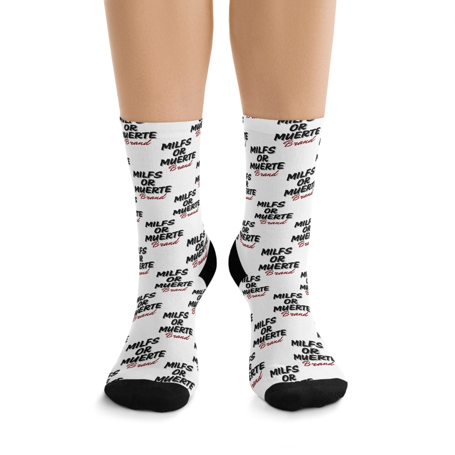 Milfs Or Muerte Red Print Socks