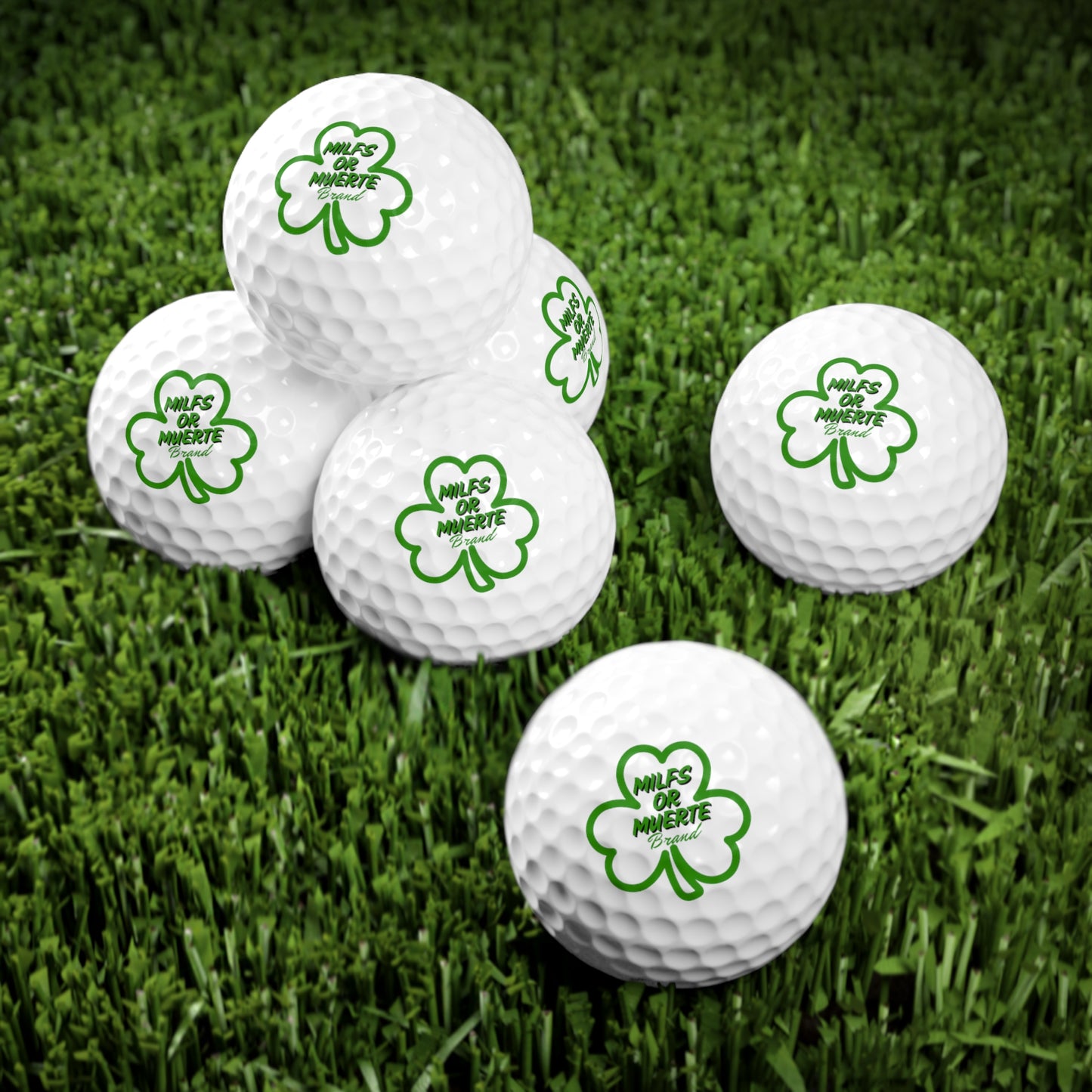 Milfs Or Muerte Lucky Clover Golf Balls, 6pcs