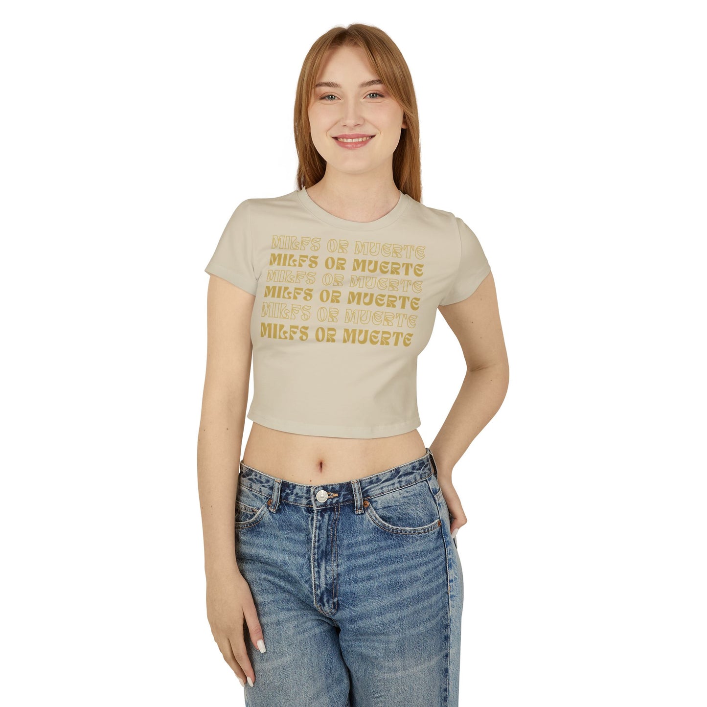 Women's silhouette Baby Tee By Milfs Or Muerte