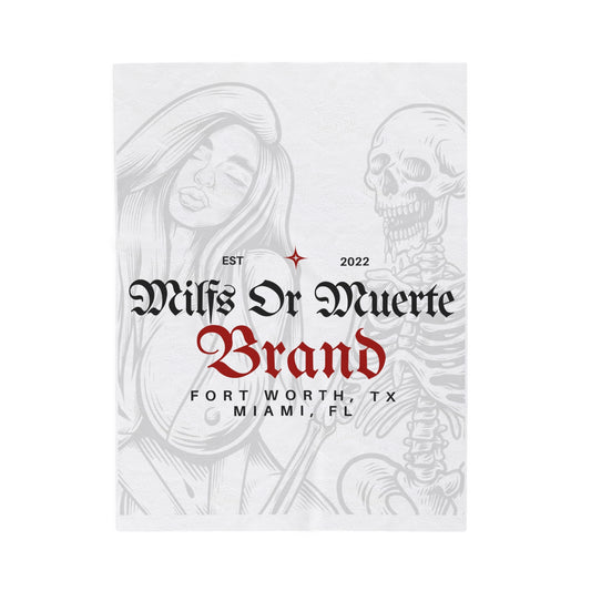 Velveteen Plush Blanket Milfs Or Muerte Logo