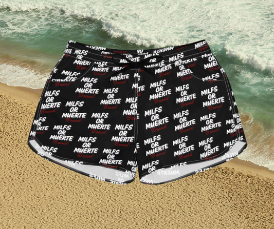 Milfs or Muerte Red print Shorts for Women