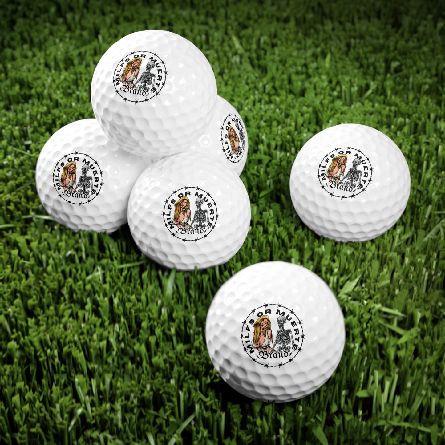 Milfs Or Muerte Barbed wire Design Golf Balls, 6pcs