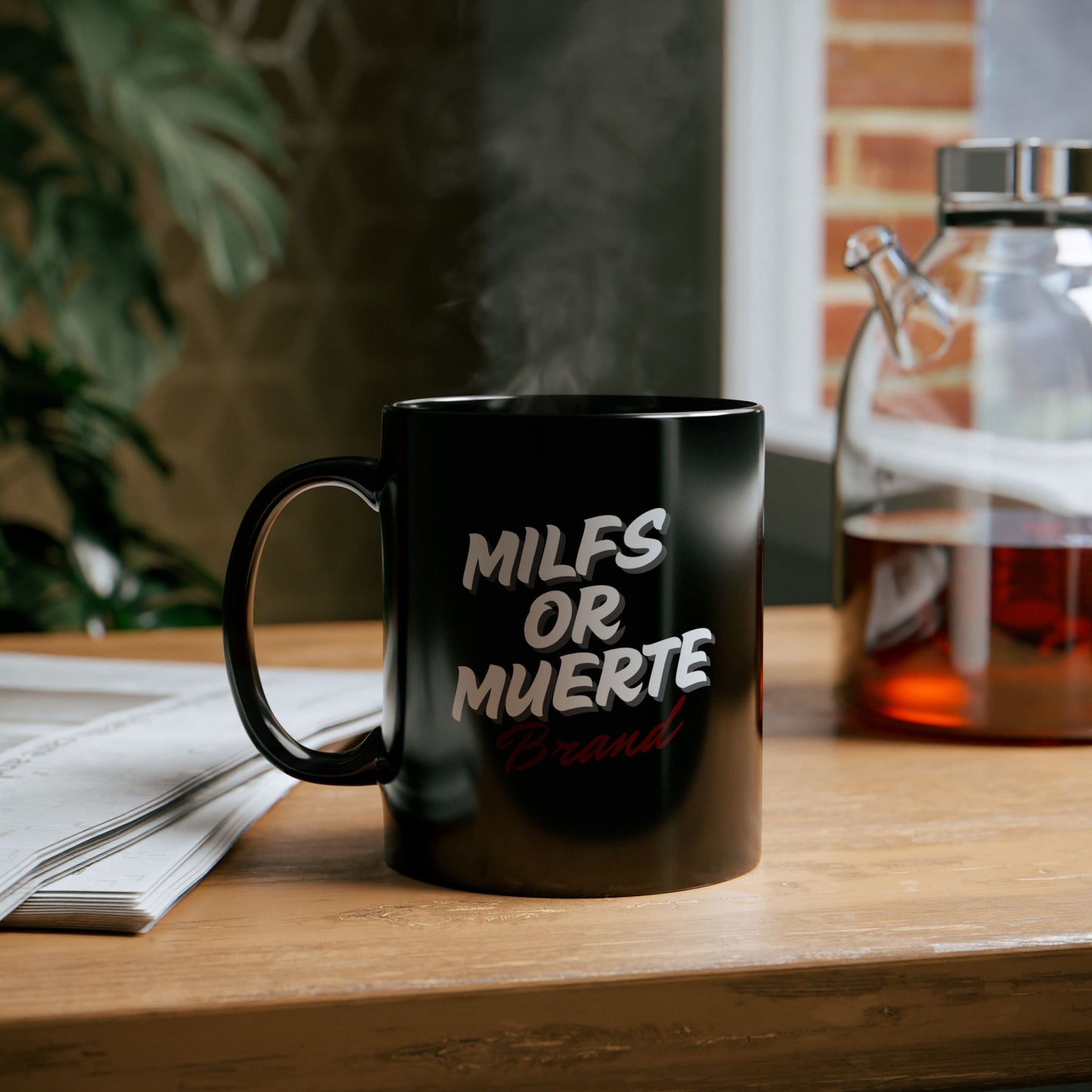 Milfs or Muerte Red Print Mug