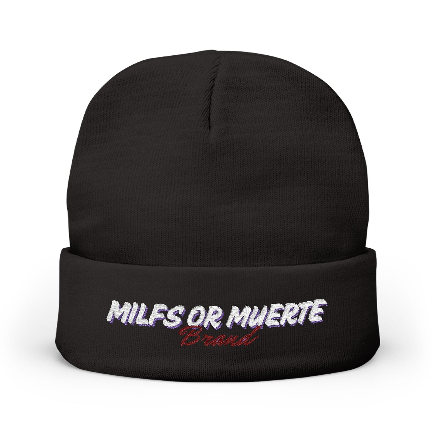 Embroidered Knit Beanie - MILFS OR MUERTE