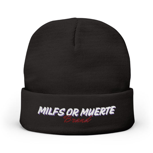Embroidered Knit Beanie - MILFS OR MUERTE