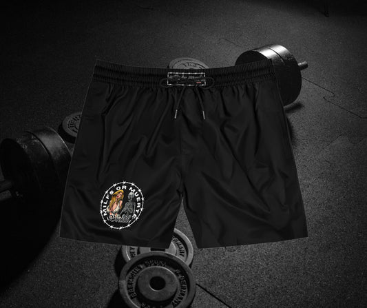 Men's Black Jogger Shorts by Milfs Or Muerte -Barbed wire logo 1