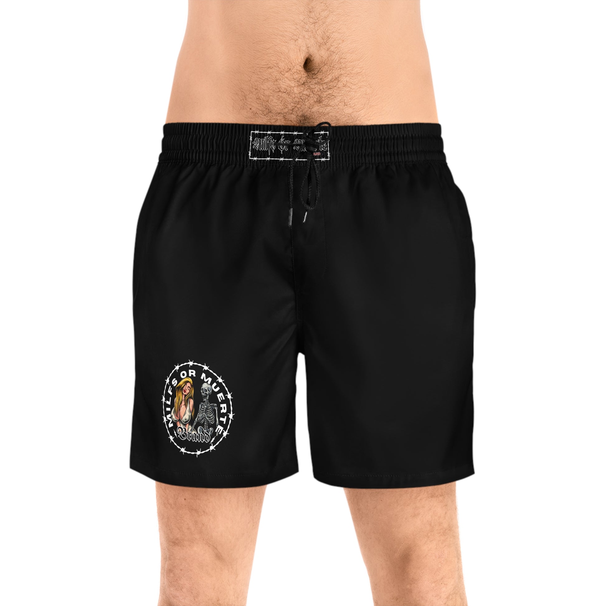 Men's Black Jogger Shorts by Milfs Or Muerte -Barbed wire logo 3