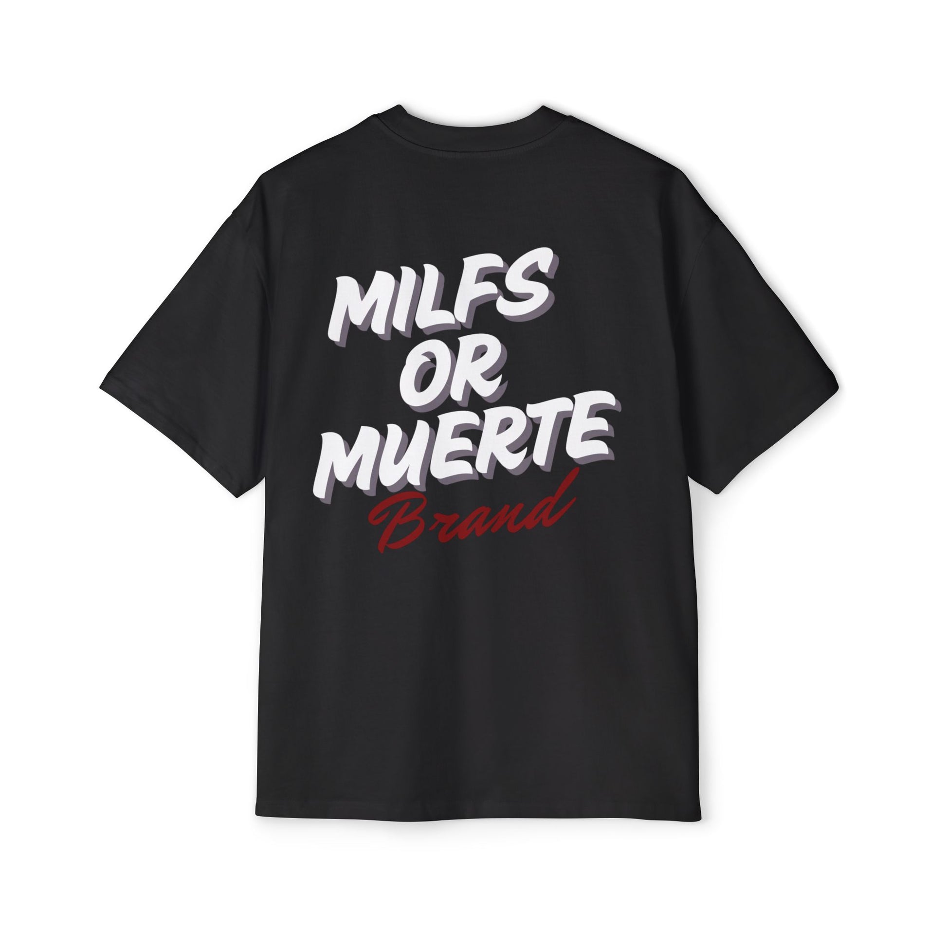 Men's Heavy Oversized Tee By Milfs Or Muerte -black 2