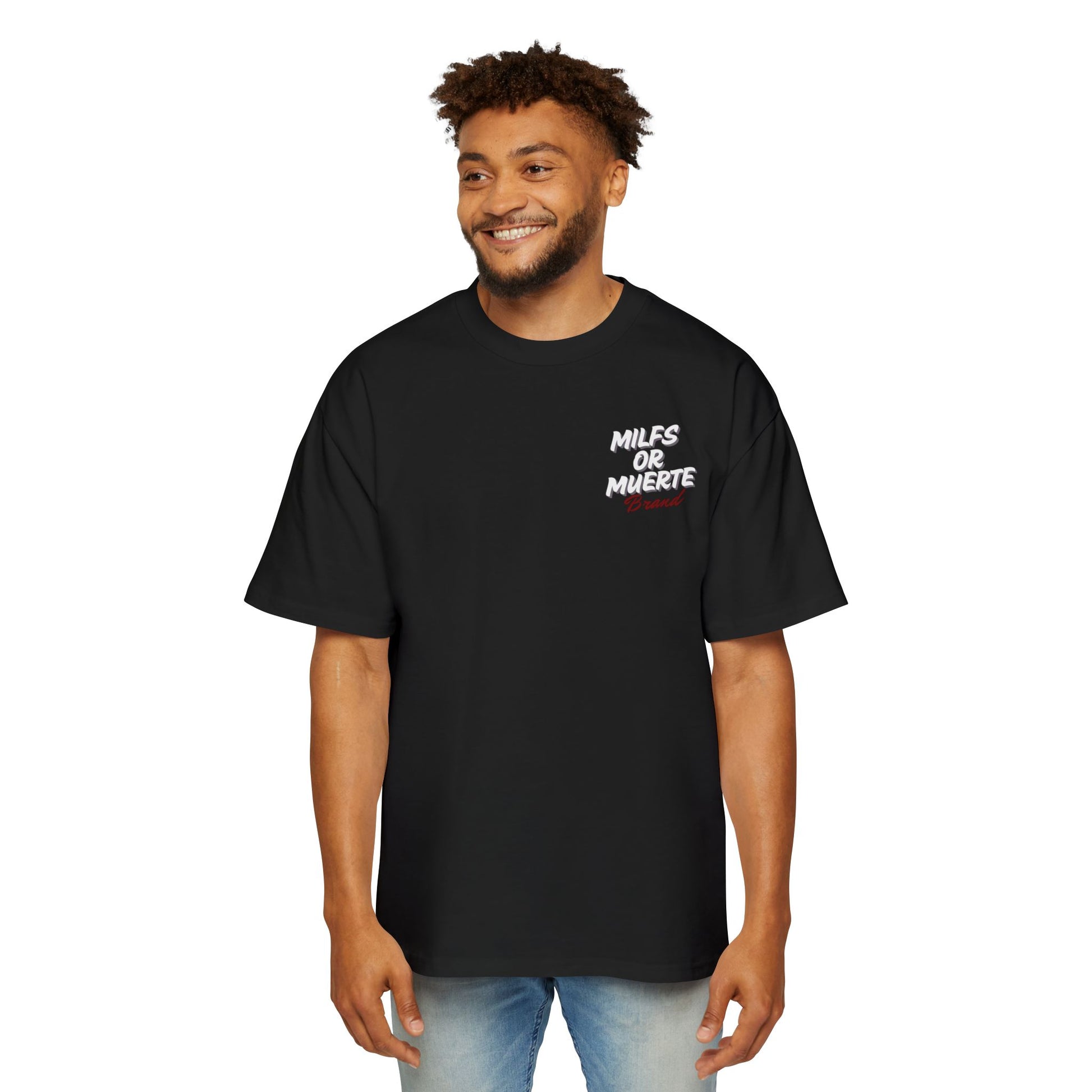 Men's Heavy Oversized Tee By Milfs Or Muerte -black 3