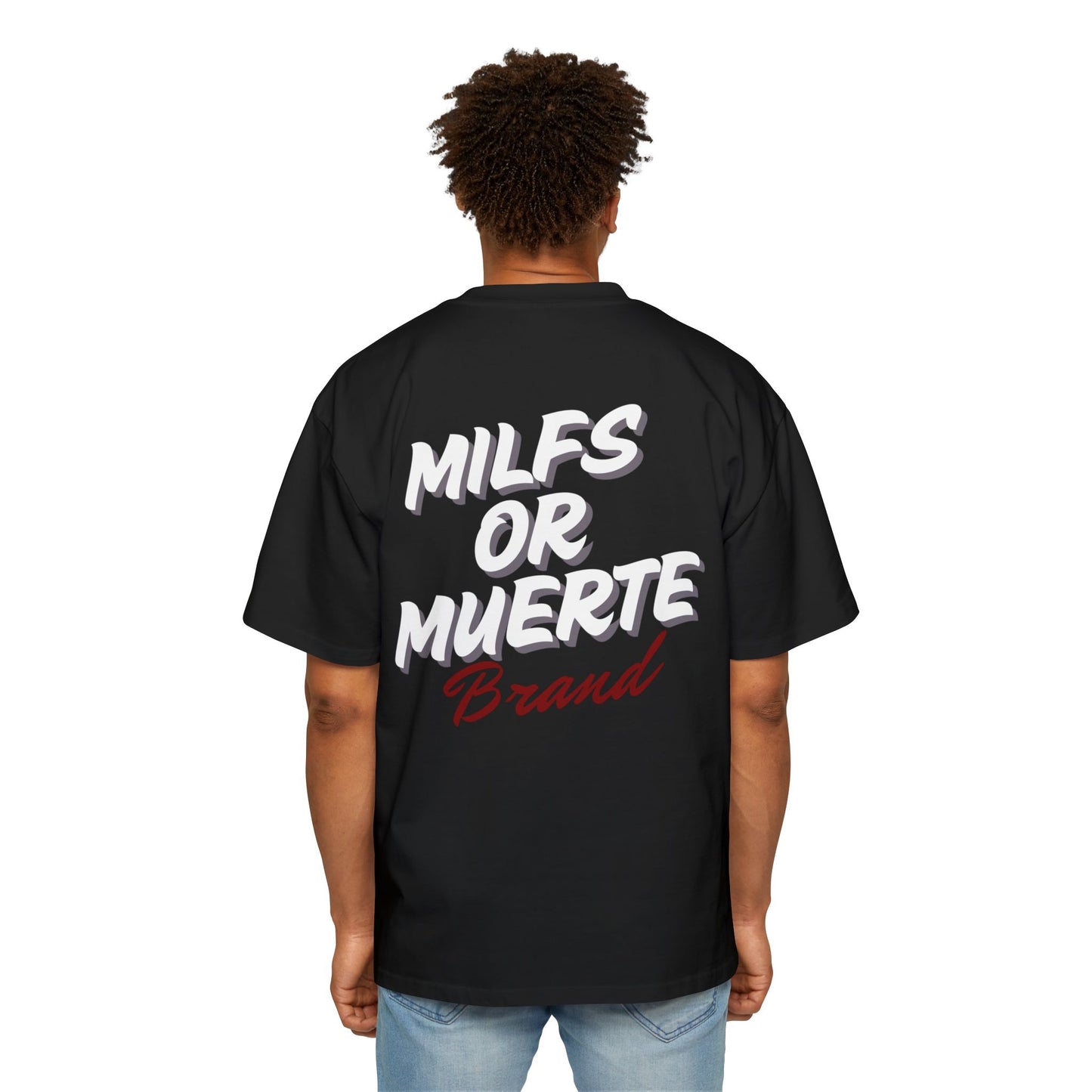 Men's Heavy Oversized Tee By Milfs Or Muerte -black 4