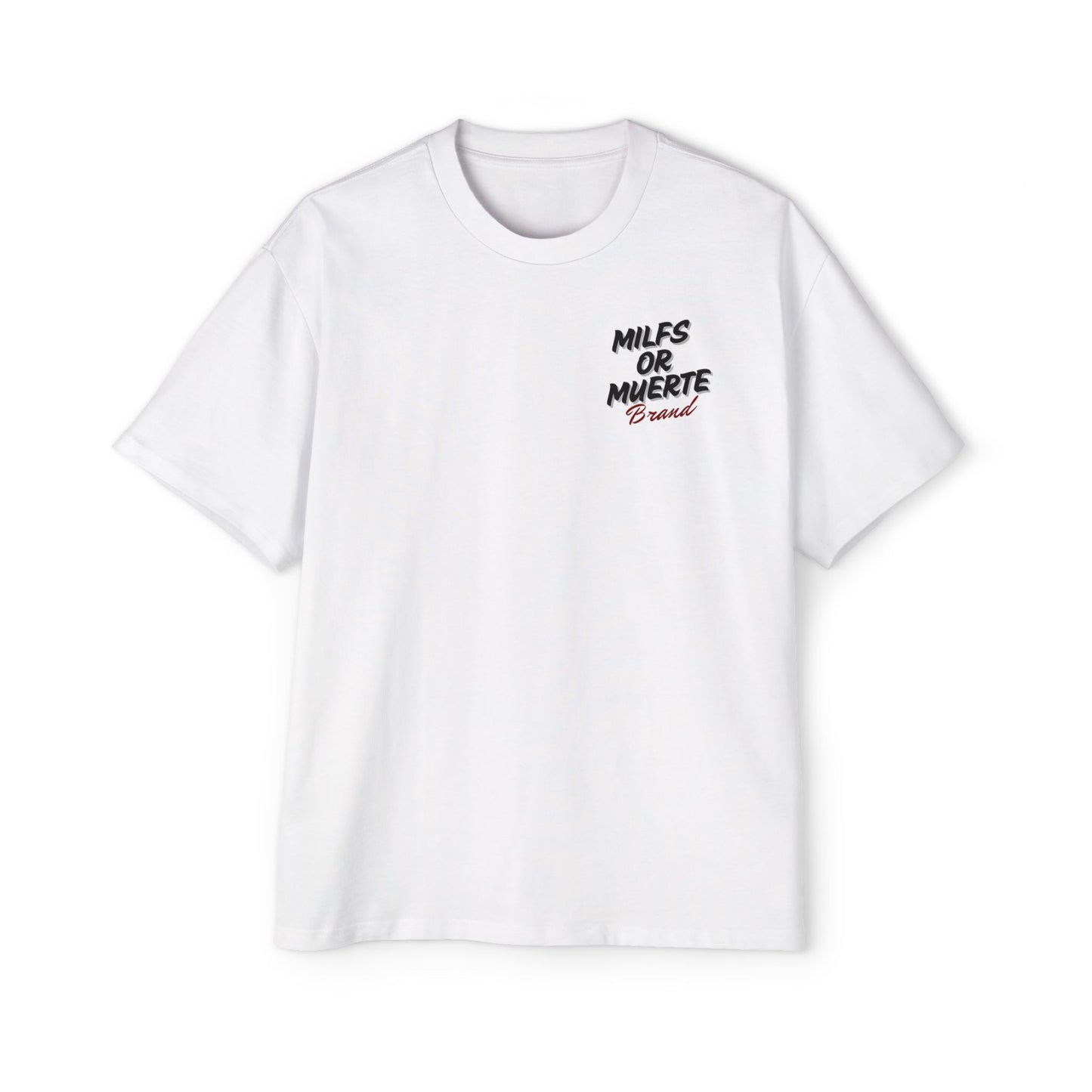 Men's Heavy Oversized Tee By Milfs Or Muerte -white