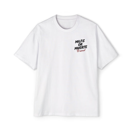 Men's Heavy Oversized Tee By Milfs Or Muerte -white
