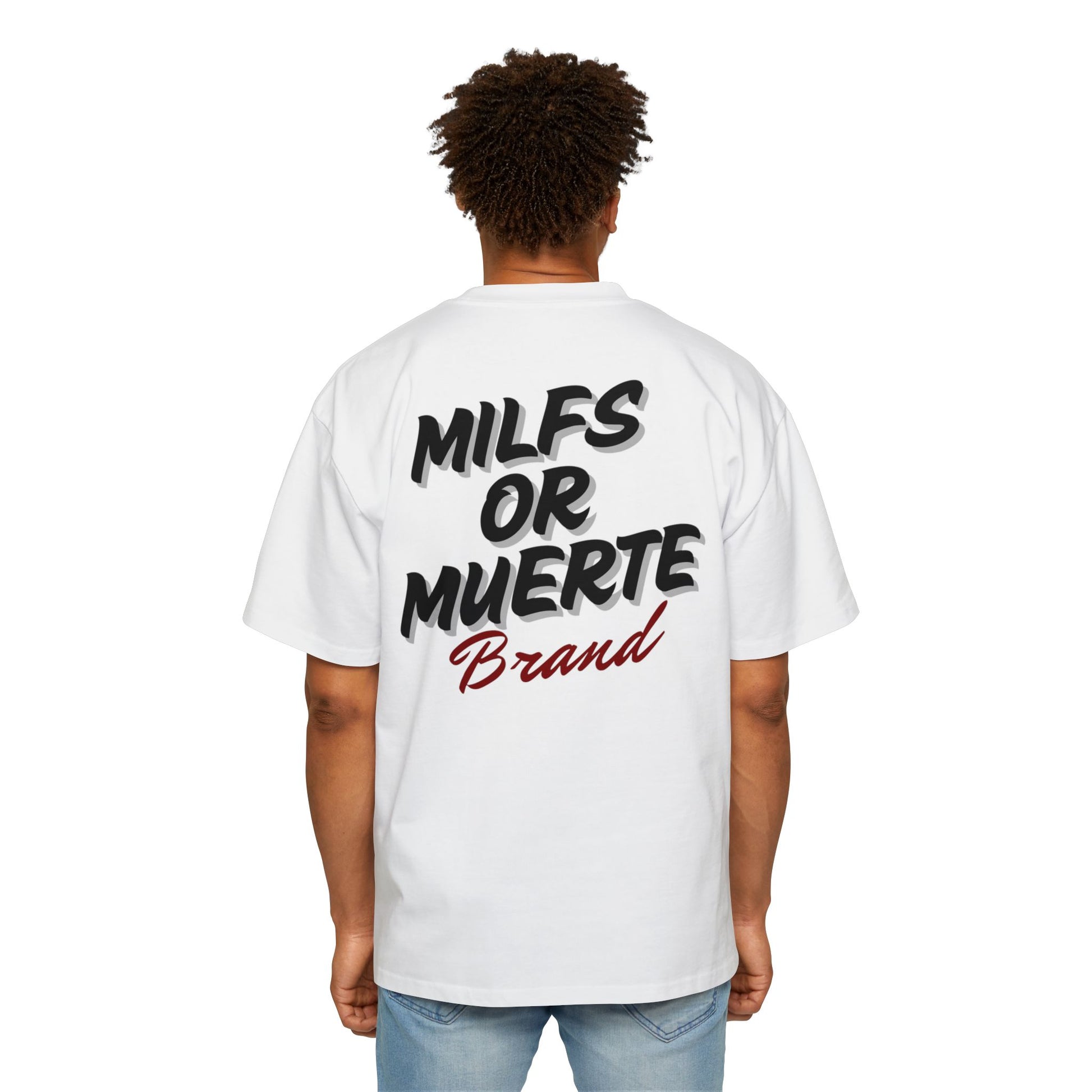 Men's Heavy Oversized Tee By Milfs Or Muerte -white 4