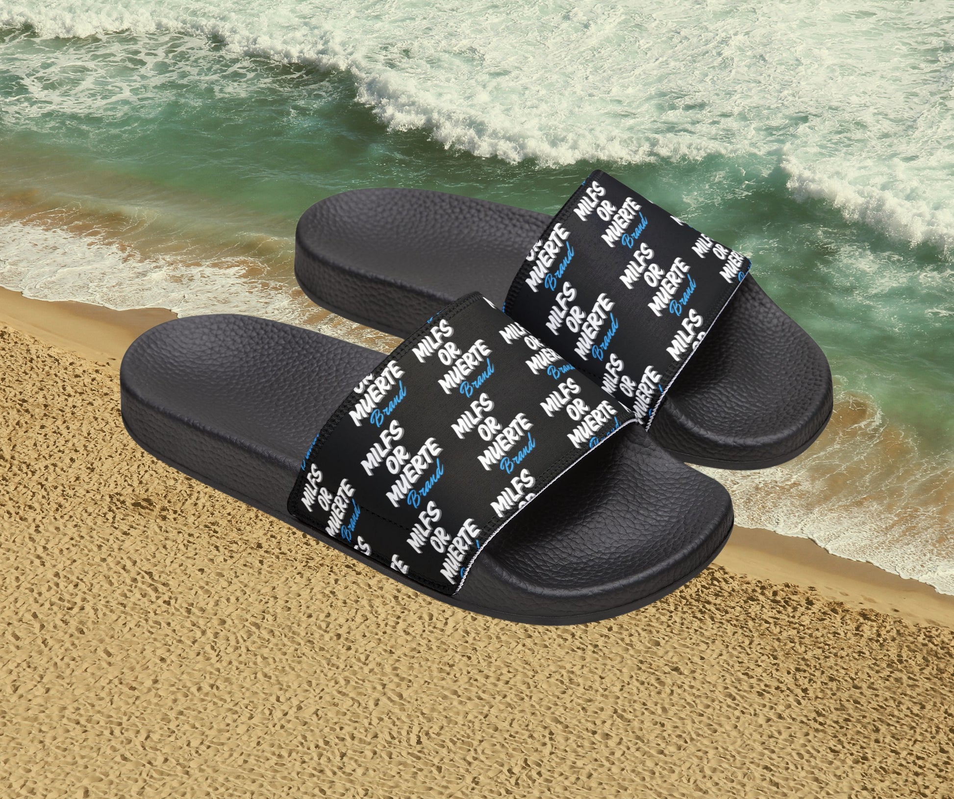 Milfs Or Muerte Blue Print Removable Strap Sandals (Unisex)
