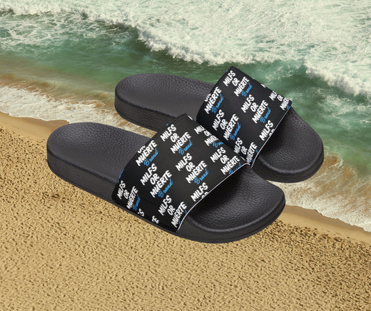 Milfs Or Muerte Blue Print Removable Strap Sandals (Unisex)