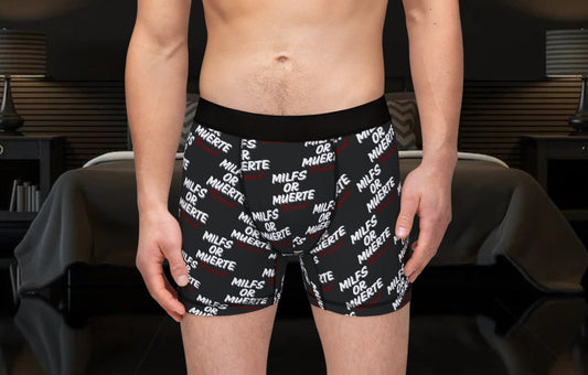 Milfs Or Muerte Men's Boxers -Model/Red Print Logo