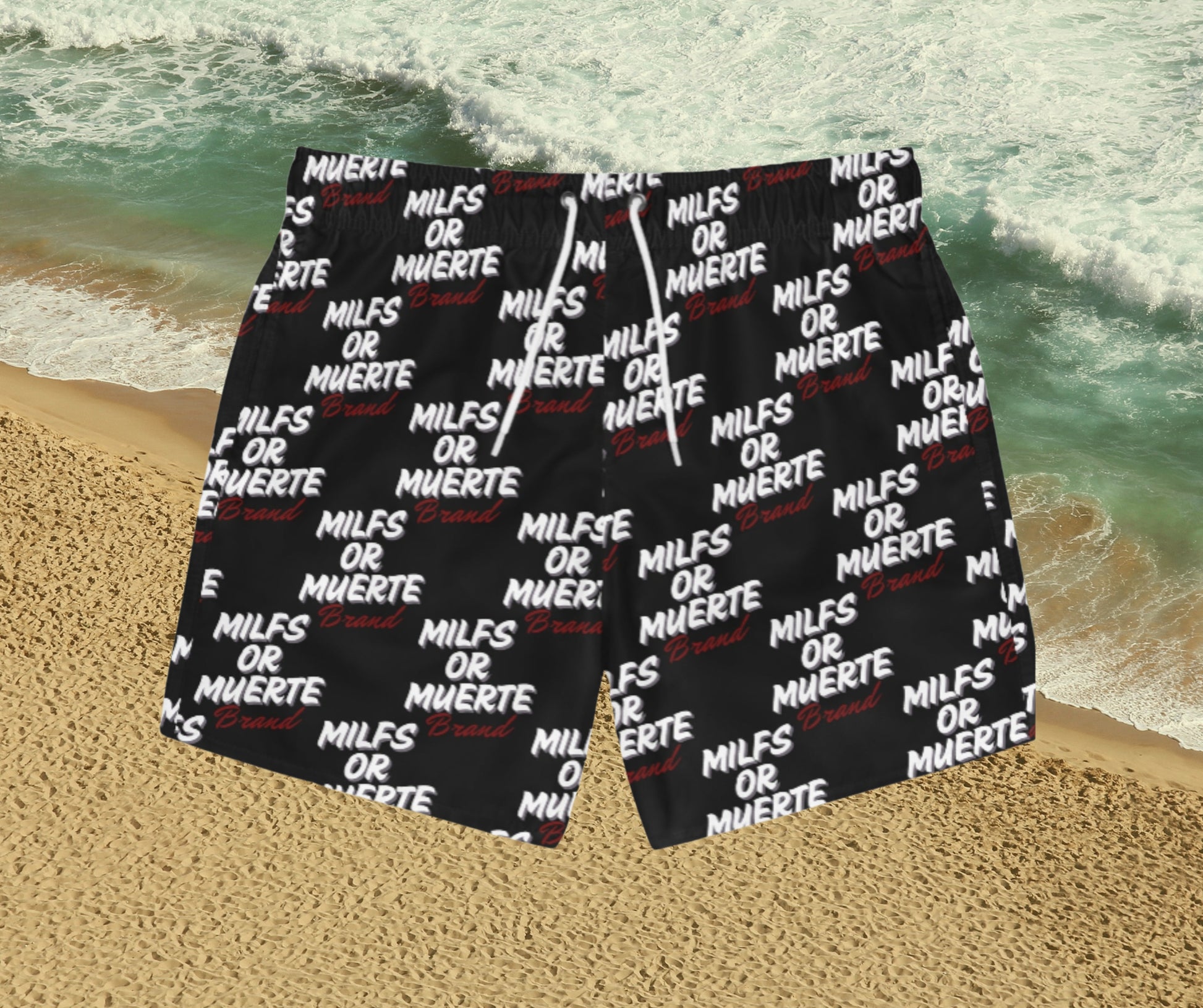 Milfs Or Muerte Swim Trunks #2-Red Print Logo