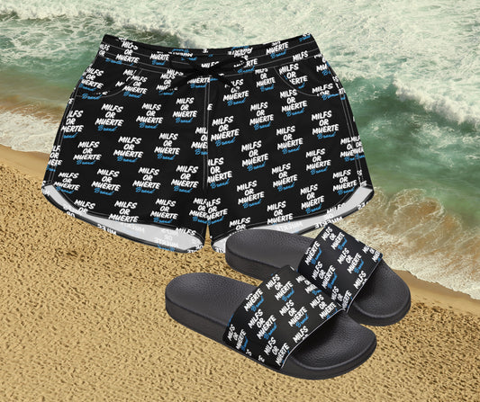 Women's Blue print Short & Sandals Bundle By Milfs Or Muerte