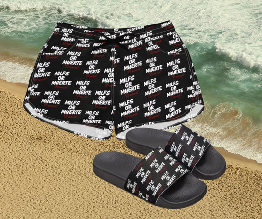 Women's Red print Short & Sandals Bundle By Milfs Or Muerte