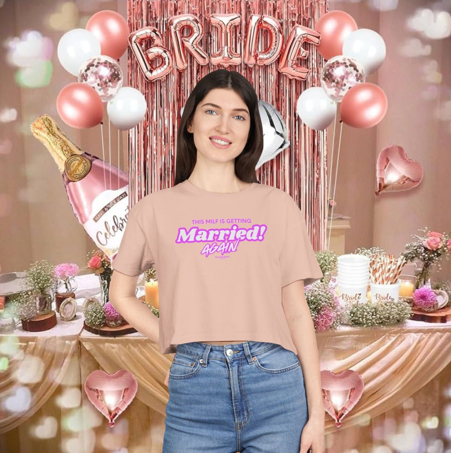 "This Milf is getting Married Again!" Bridal Party Women's Crop Tee 3